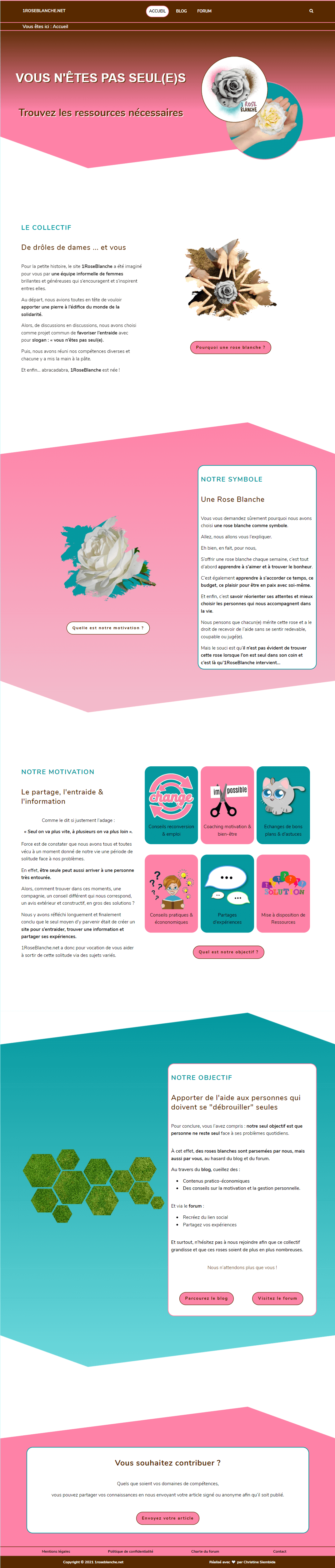 création blog 1roseblanche page d'accueil