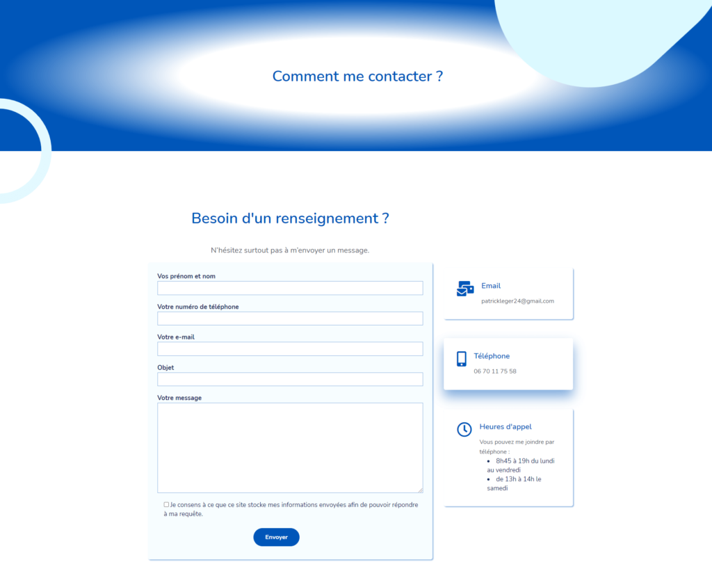Formulaire contact du site Résonance et Santé