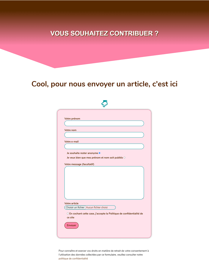 formulaire pour envoi d'un article création blog 1RoseBlanche