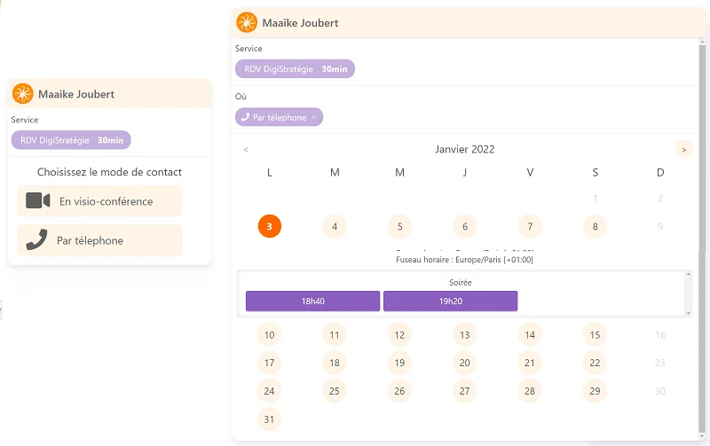 module prise de rdv site Conseil Digistrategie