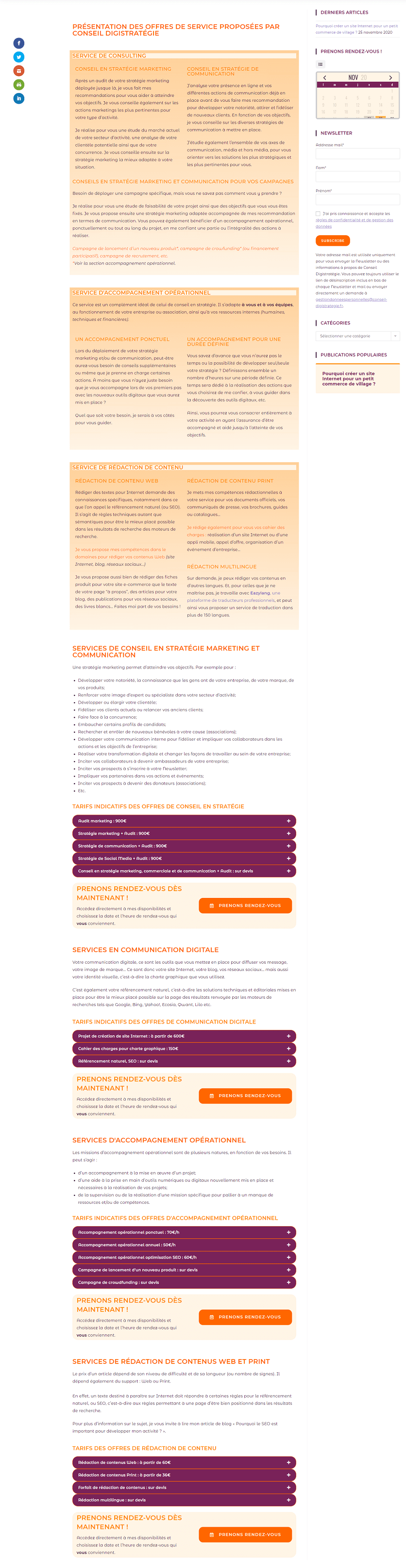 site conseil digistrategie services avant refonte